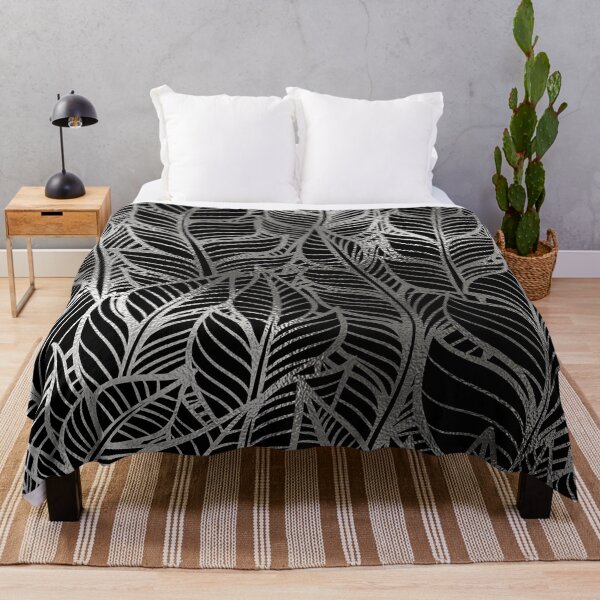 Item preview, Art Deco (Faux) Silver And Black Leaf Pattern designed and sold by DEC02.