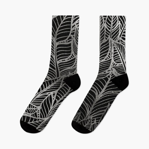Item preview, Art Deco (Faux) Silver And Black Leaf Pattern designed and sold by DEC02.