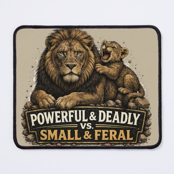 Item preview, Powerful and Deadly vs Small and Feral Lion Parent Humor designed and sold by planetreynolds.