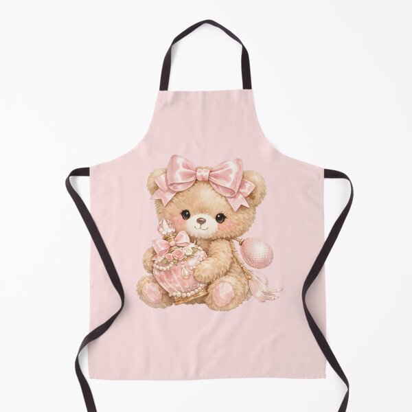 Item preview, Cute Coquette Teddy Bear Holding Vintage Pink Perfume Bottle with Satin Bow and Floral Details – Shabby Chic Kawaii Watercolor Illustration designed and sold by looplandger.
