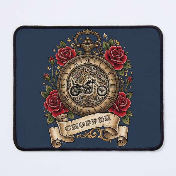 Item preview, Vintage Pocket Watch Custom Chopper Biker Tattoo Flash designed and sold by RetroRewind Studio.