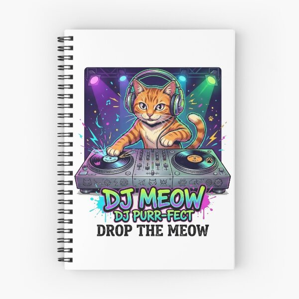 Item preview, Funny DJ Cat Neon Music Turntable Drop The Meow designed and sold by OnikaD art.