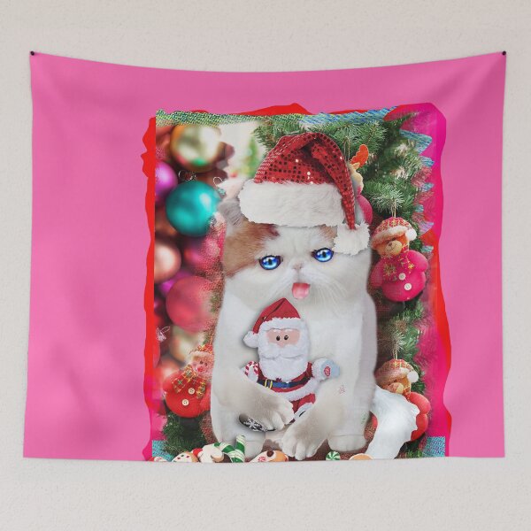 Item preview, Merry Christmas Cat with Santa Claus Toy (byACCI) designed and sold by VanyssaGraphics.