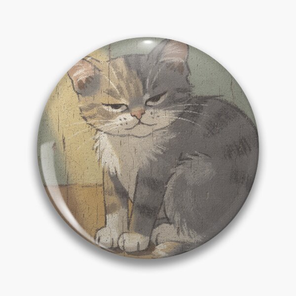 Item preview, Sleepy Grey Cat in a Sunbeam — Naive Folk Art designed and sold by PictorialWhimsy.