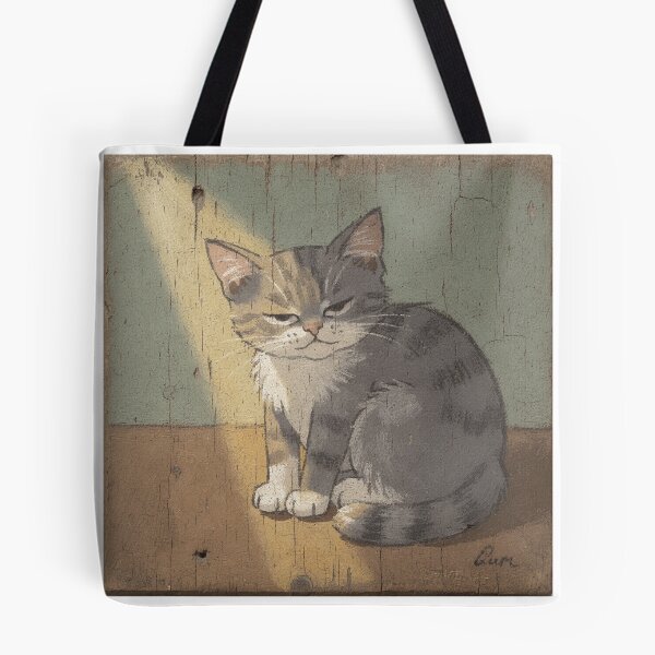 Item preview, Sleepy Grey Cat in a Sunbeam — Naive Folk Art designed and sold by PictorialWhimsy.