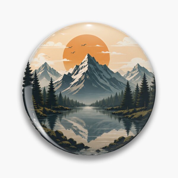 Item preview, Vintage Mountain Lake Landscape designed and sold by Stikaro.