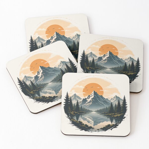 Item preview, Vintage Mountain Lake Landscape designed and sold by Stikaro.