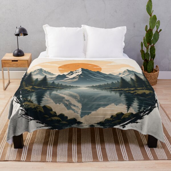 Item preview, Vintage Mountain Lake Landscape designed and sold by Stikaro.