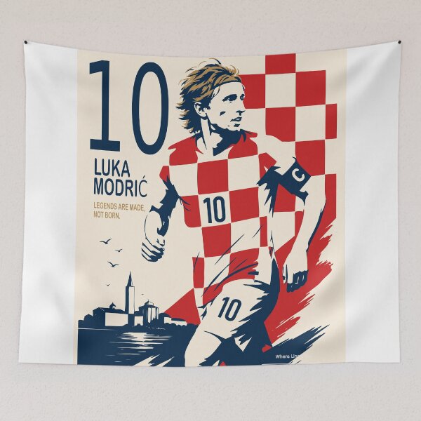 Item preview, Luka Modrić Croatia Football Print, Number 10 Soccer Legend Art designed and sold by Studio pod Burom.