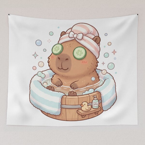 Item preview, Cute Capybara Spa Day Kawaii designed and sold by Sovira Studio .