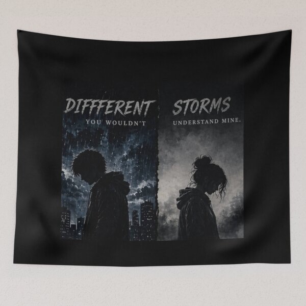 Item preview, Different Storms , Same Silence | A Story of Heartbreak, Distance, and Unspoken Pain designed and sold by NovaInfinityStudio.