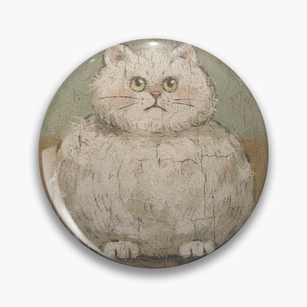 Item preview, Round White Cat — Naive Folk Art designed and sold by PictorialWhimsy.