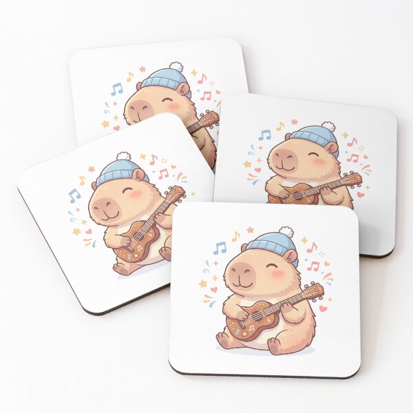 Item preview, Cute Capybara Playing Ukulele Kawaii Music designed and sold by Sovira Studio .