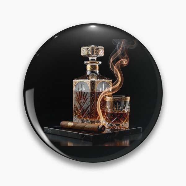 Item preview, Luxury Whiskey Decanter Cigar Moody Dark Gold Art designed and sold by Utopian-Magic.