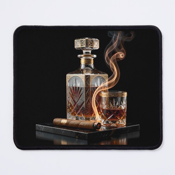 Item preview, Luxury Whiskey Decanter Cigar Moody Dark Gold Art designed and sold by Utopian-Magic.