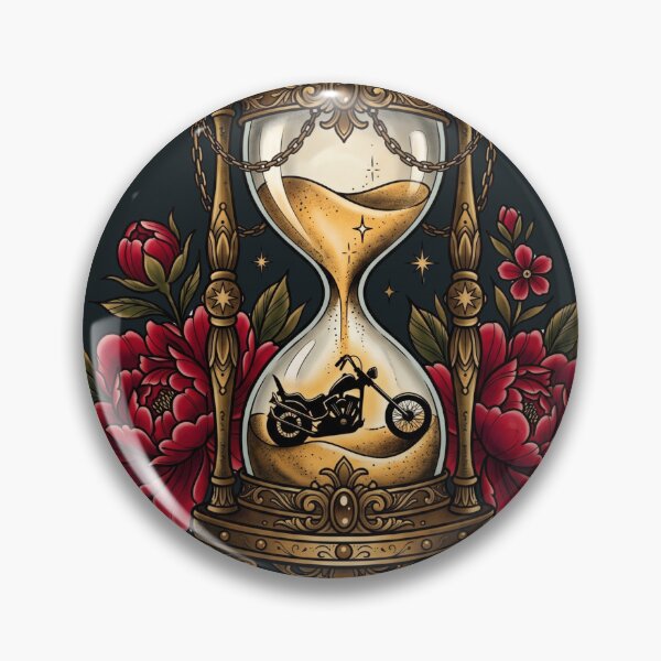 Item preview, Vintage Hourglass Custom Chopper Motorcycle Tattoo Flash designed and sold by RetroRewind Studio.