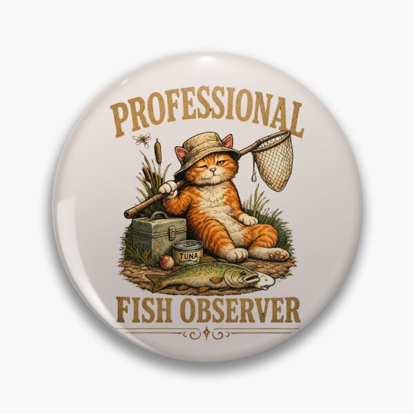 Item preview, Professional Fish Observer Cat Fishing Vintage Design Funny Orange Tabby Fisherman with Tuna Can Retro Angler Gift for Cat Lovers designed and sold by HOUSE OF TIST.