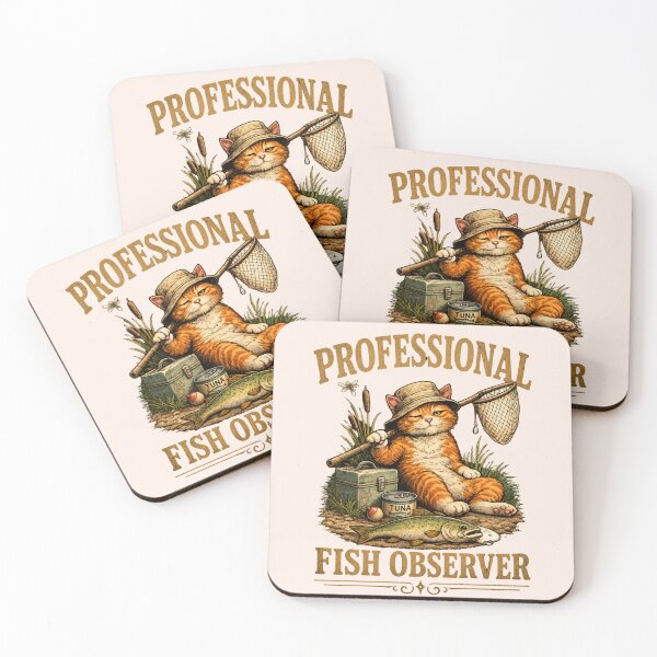 Item preview, Professional Fish Observer Cat Fishing Vintage Design Funny Orange Tabby Fisherman with Tuna Can Retro Angler Gift for Cat Lovers designed and sold by HOUSE OF TIST.