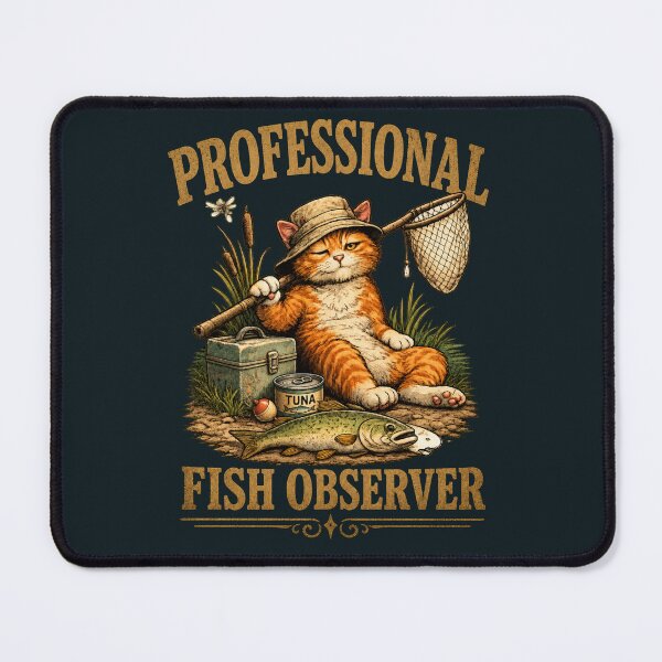 Item preview, Professional Fish Observer Cat Fishing Vintage Design Funny Orange Tabby Fisherman with Tuna Can Retro Angler Gift for Cat Lovers designed and sold by HOUSE OF TIST.