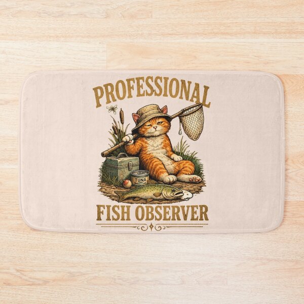 Item preview, Professional Fish Observer Cat Fishing Vintage Design Funny Orange Tabby Fisherman with Tuna Can Retro Angler Gift for Cat Lovers designed and sold by HOUSE OF TIST.