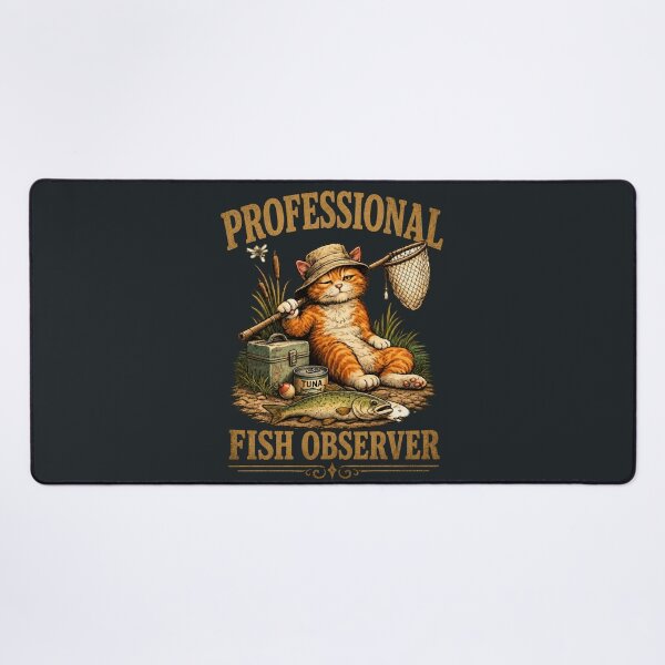 Item preview, Professional Fish Observer Cat Fishing Vintage Design Funny Orange Tabby Fisherman with Tuna Can Retro Angler Gift for Cat Lovers designed and sold by HOUSE OF TIST.
