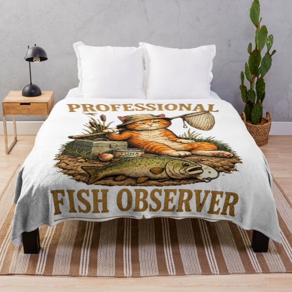 Item preview, Professional Fish Observer Cat Fishing Vintage Design Funny Orange Tabby Fisherman with Tuna Can Retro Angler Gift for Cat Lovers designed and sold by HOUSE OF TIST.