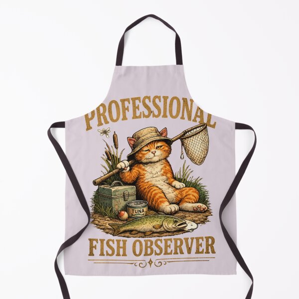 Item preview, Professional Fish Observer Cat Fishing Vintage Design Funny Orange Tabby Fisherman with Tuna Can Retro Angler Gift for Cat Lovers designed and sold by HOUSE OF TIST.