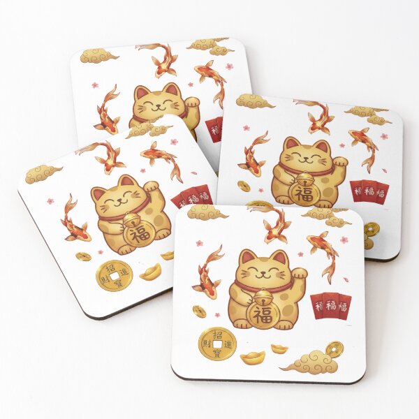 Item preview, Lucky Cat and Koi Fish Blessing designed and sold by AetherNest | Sacred Art by Alicia Jia D.