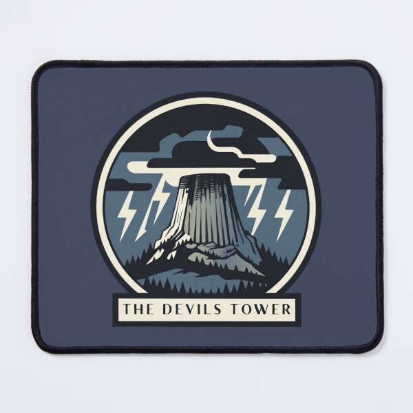 Item preview, Devils Tower Thunderstorm Badge | Wyoming National Monument Retro Outdoor Sticker designed and sold by SimplyJasper.