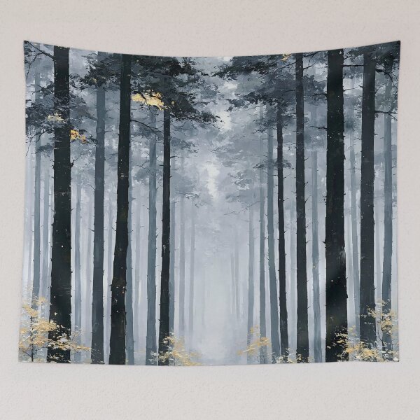 Item preview, Solitary Figure Walking Into Misty Forest Path - Atmospheric Landscape designed and sold by SlowRegardArt.