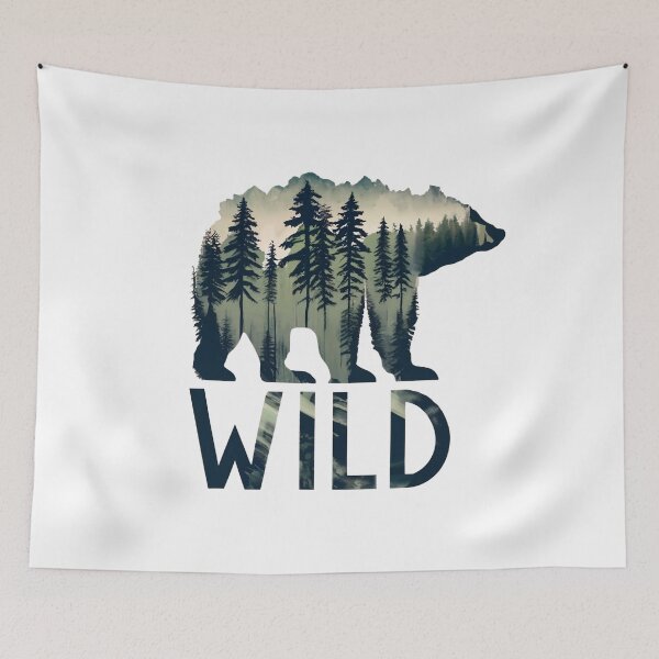 Item preview, Into the Wild - Bear Silhouette & Pine Forest Landscape designed and sold by Shopeon Designs.