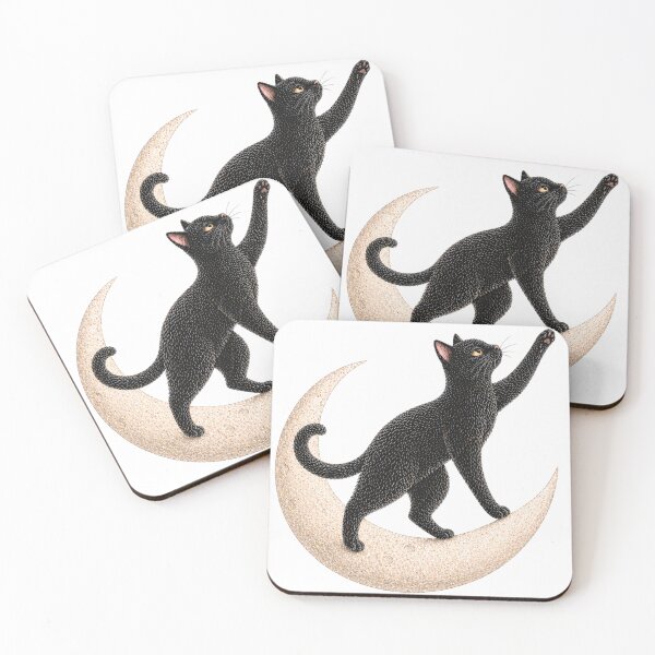 Item preview, Moon Cat Sticker, Black Cat on Crescent Moon, Celestial Cat Illustration designed and sold by VelvetClawStudio.