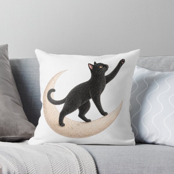 Item preview, Moon Cat Sticker, Black Cat on Crescent Moon, Celestial Cat Illustration designed and sold by VelvetClawStudio.