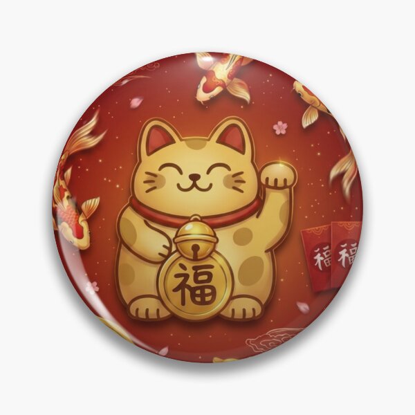 Item preview, Festive Lucky Cat on Crimson Background designed and sold by AetherNest | Sacred Art by Alicia Jia D.