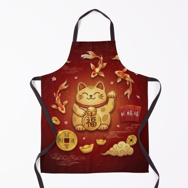 Item preview, Festive Lucky Cat on Crimson Background designed and sold by AetherNest | Sacred Art by Alicia Jia D.