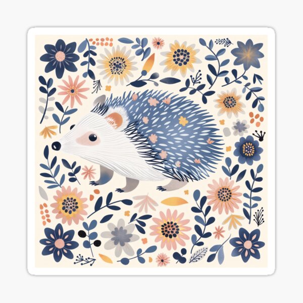 Item preview, Scandinavian Folk Art, Floral Hedgehog designed and sold by xiao xuans.