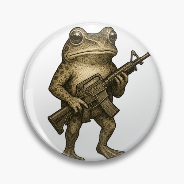 Item preview, Tactical Frog Vintage Etching Illustration | Armed Amphibian Woodland Character Art designed and sold by MerchMarketer.