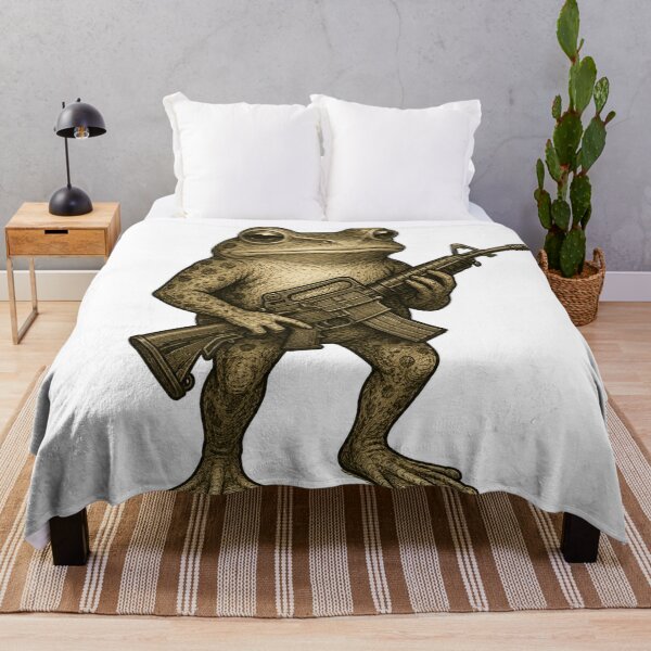 Item preview, Tactical Frog Vintage Etching Illustration | Armed Amphibian Woodland Character Art designed and sold by MerchMarketer.