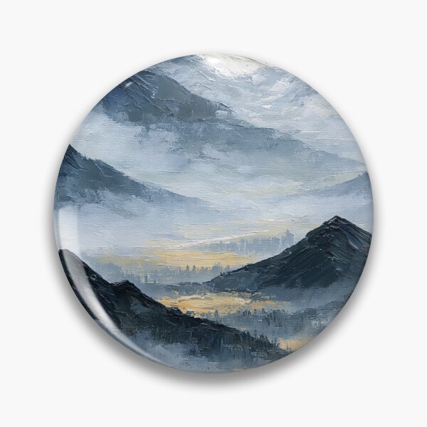 Item preview, Snow-Capped Misty Mountains with Golden Valley Light - Atmospheric Landscape designed and sold by SlowRegardArt.