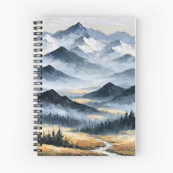 Item preview, Snow-Capped Misty Mountains with Golden Valley Light - Atmospheric Landscape designed and sold by SlowRegardArt.