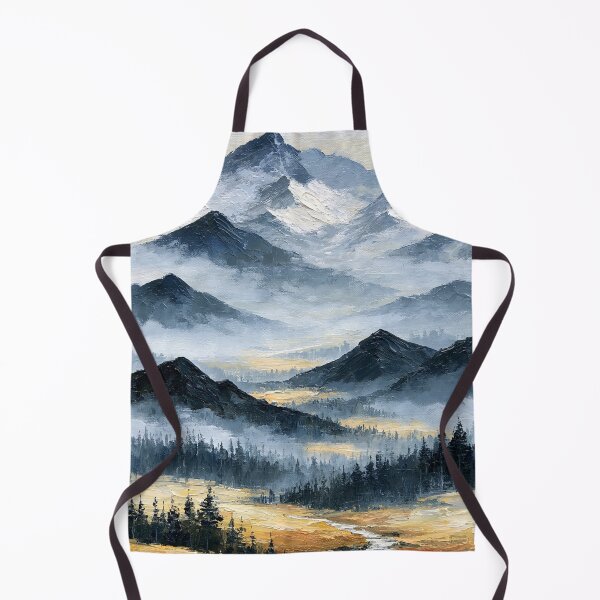 Item preview, Snow-Capped Misty Mountains with Golden Valley Light - Atmospheric Landscape designed and sold by SlowRegardArt.