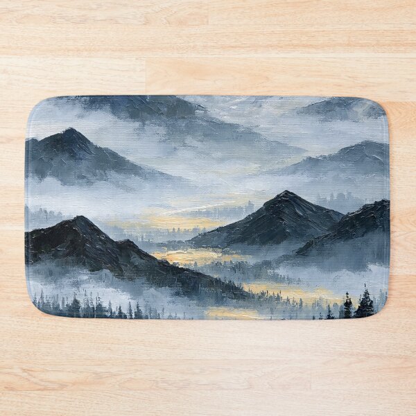 Item preview, Snow-Capped Misty Mountains with Golden Valley Light - Atmospheric Landscape designed and sold by SlowRegardArt.
