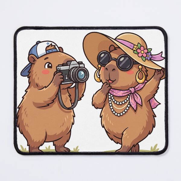 Item preview, Cute Capybara Couple Fashion Photography Kawaii designed and sold by Sovira Studio .