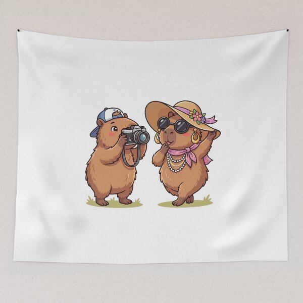 Item preview, Cute Capybara Couple Fashion Photography Kawaii designed and sold by Sovira Studio .