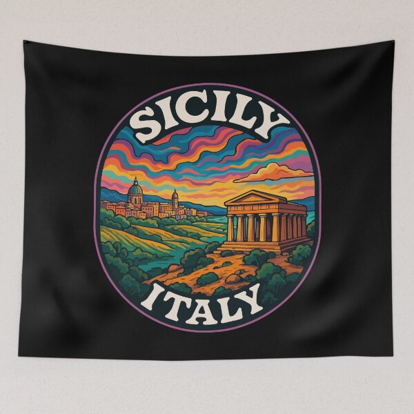 Item preview, Sicily Palermo Italy Trippy Art Travel designed and sold by TomFrontierArt.