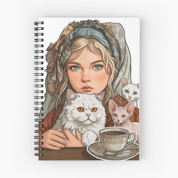 Artikelvorschau, Gemütliche Illustration für Katzenliebhaber mit Stickerdesign im Vintage-Tee-Stil entworfen und verkauft von PrintforDesign.