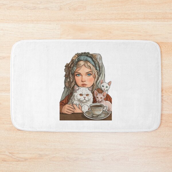 Item preview, Cozy Cat Lover Illustration with Vintage Tea Aesthetic Sticker Design designed and sold by PrintforDesign.
