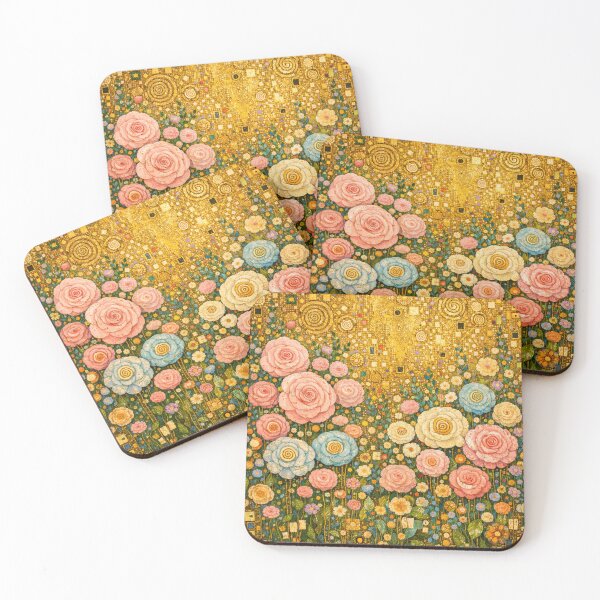 Item preview, Golden Klimt Style Rose Garden Art designed and sold by Owcomm.