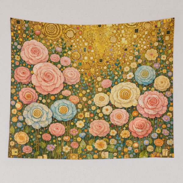 Item preview, Golden Klimt Style Rose Garden Art designed and sold by Owcomm.