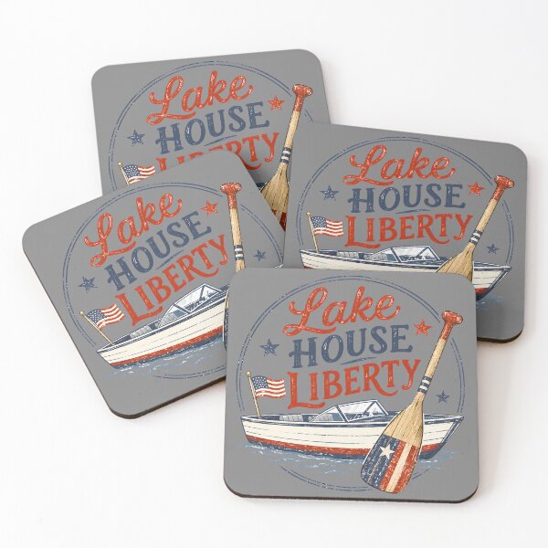 Item preview, Lake House Liberty Vintage Boat And Paddle Fourth Of July Graphic designed and sold by Craft Design Alchemy.